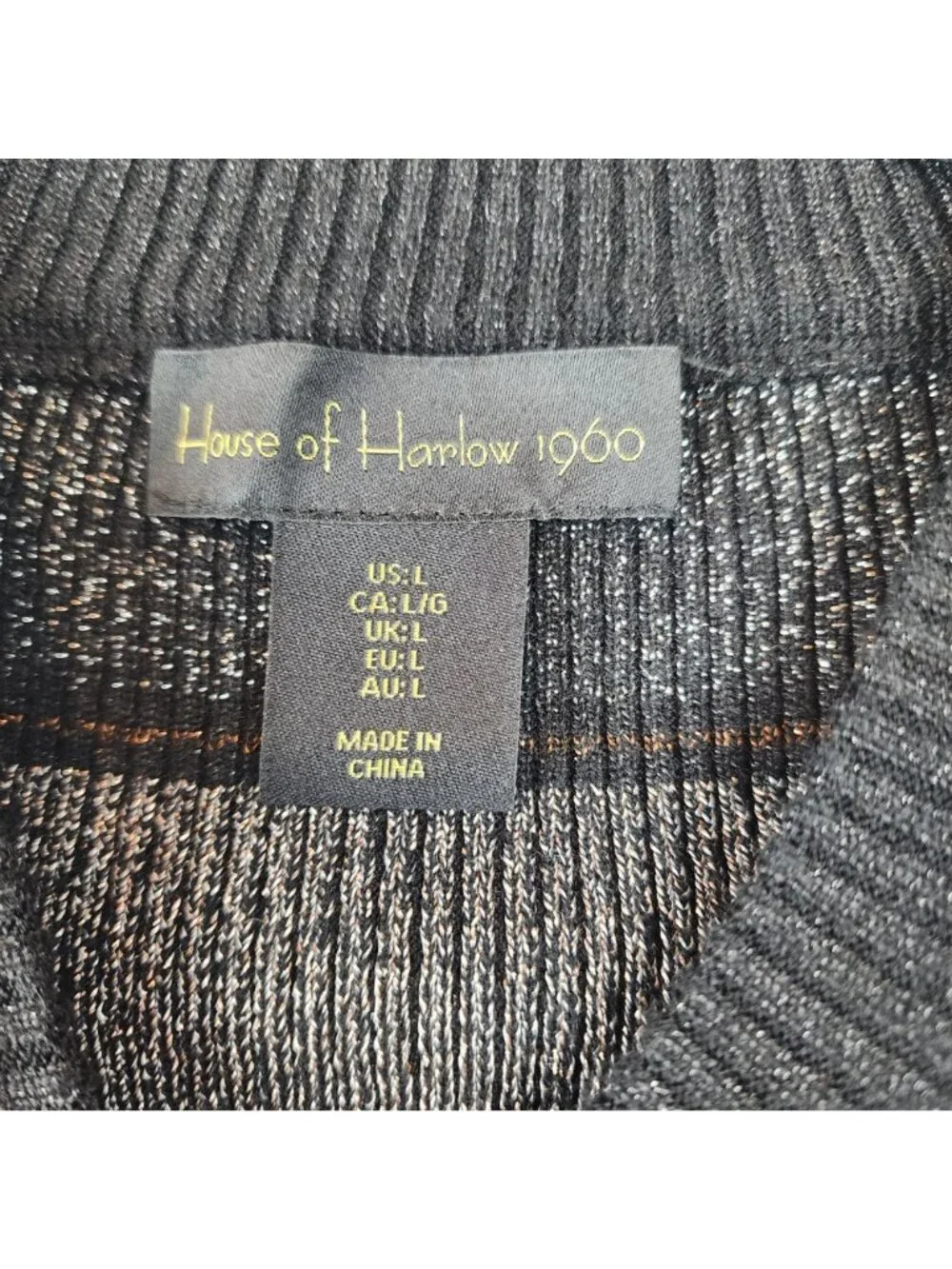 House of Harlow 1960 Shimmer Metallic mock neck striped sweater sz L  women